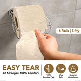 Honest Home 3 Ply Bamboo Toilet Tissue Paper Rolls | 960 Pulls | 160 Pulls x 6 Rolls | Soft & Clog-Free | 100% Natural & Unbleached