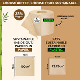 Honest Home 3 Ply Bamboo Toilet Tissue Paper Rolls | 960 Pulls | 160 Pulls x 6 Rolls | Soft & Clog-Free | 100% Natural & Unbleached