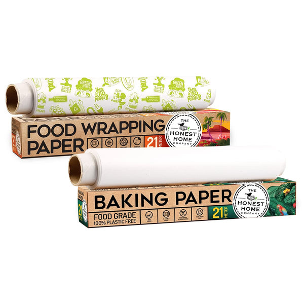Honest Home Food Wrapping Paper and Baking Paper Roll Combo | 42 Metres Total | 21 Metres x 2 Rolls | Oven, Microwave & Freezer Safe