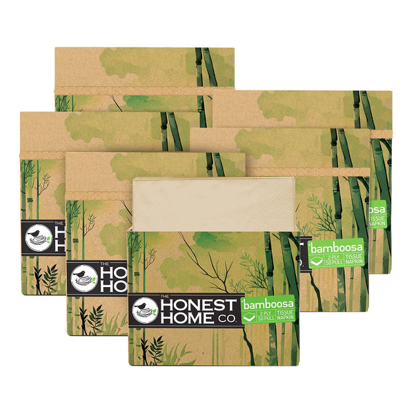 Honest Home 2 Ply Bamboo Tissue Paper Napkins | 2 Ply Bamboo Tissue Paper Napkins | 300 Pulls | 100% Natural | Premium Hard Box | Pack Of 6 (50 Pulls/Box)