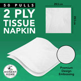 Honest Home 2 Ply Tissue Paper Napkins | 300 Pulls | 50 Pulls x 6 Boxes | Soft, Strong & Highly Absorbent | For Home & Dining Table Use