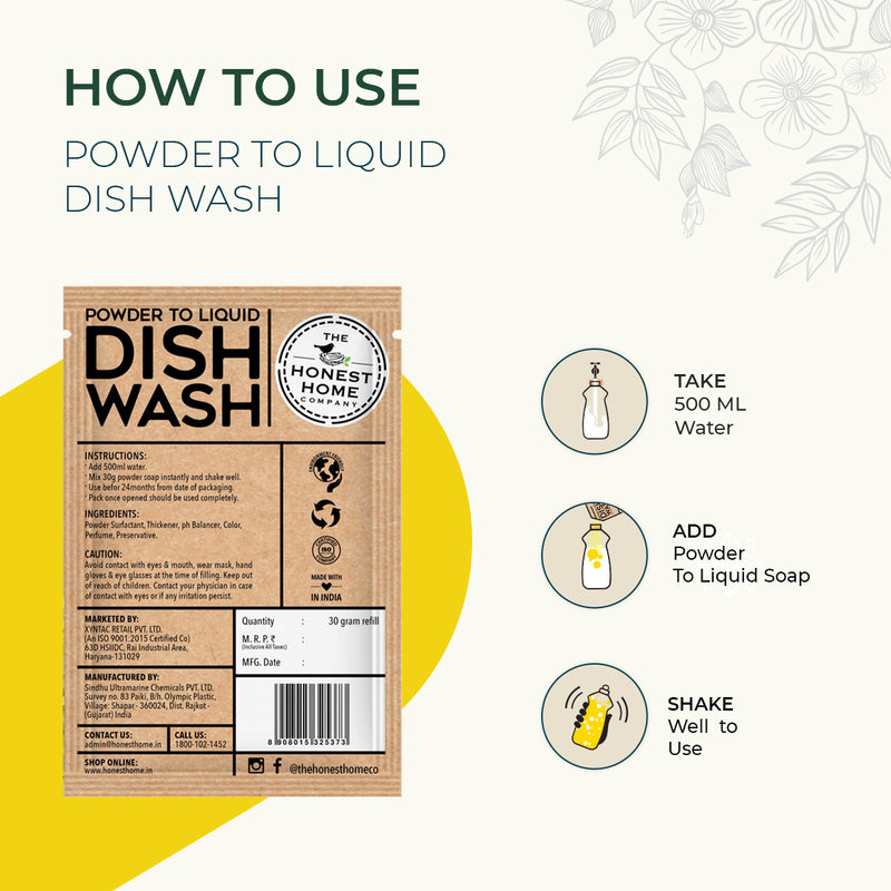 POWDER TO LIQUID DISH WASH 30 Gm - 5 REFIELS PACK